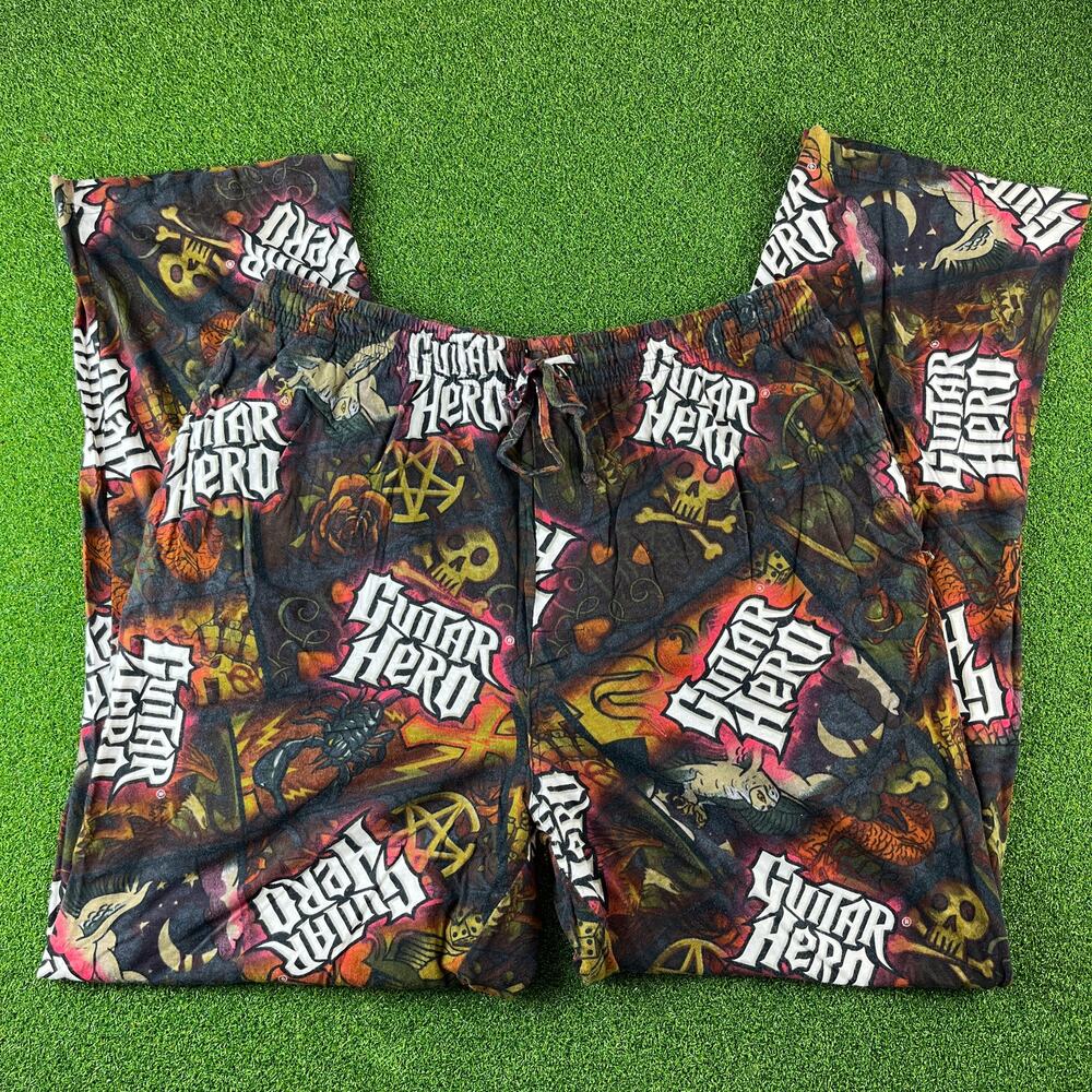 Vintage Guitar Hero Mens AOP Video Game Activision Lounge Pajama Pants Sz L